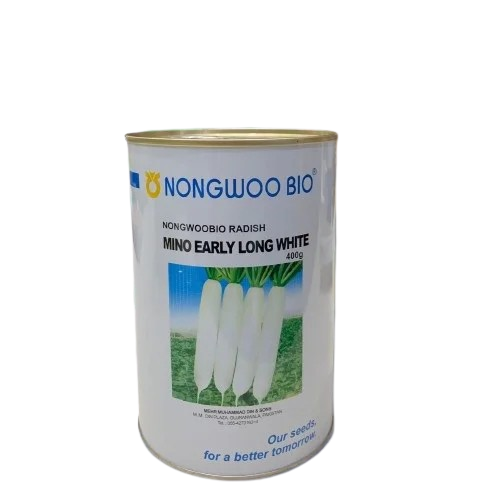 Radish 400 gm “Mino Early Long White” Nongwoo Bio Co Seeds (Mooli/Muli) Imported (New Zealand/Raised for Pakistani market)